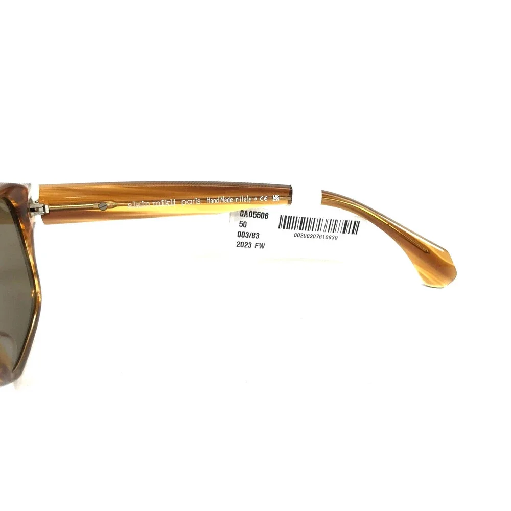 Alain Mikli Sunglasses A05506 003/83 Striped Havana Square with Brown Polarized